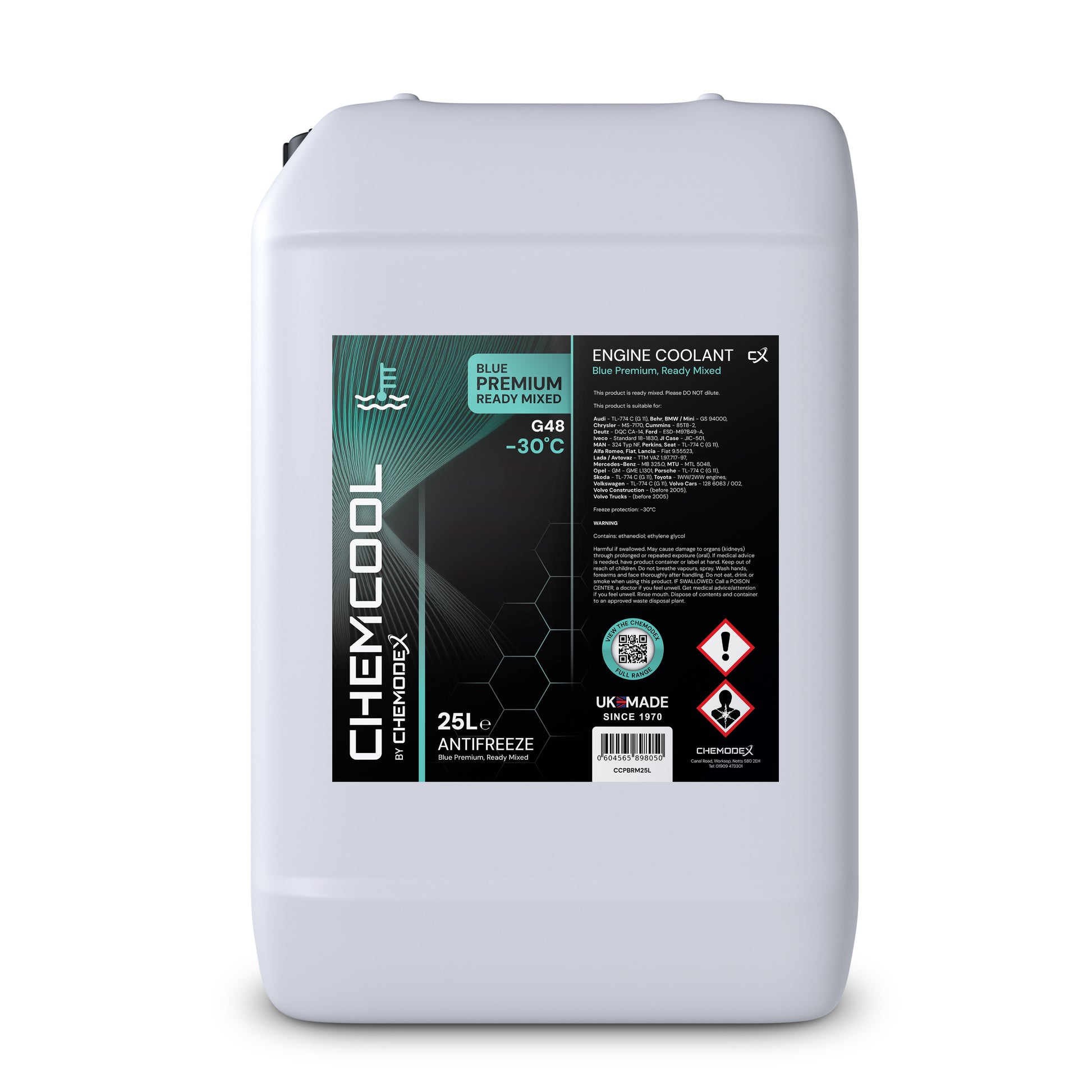 ChemCool Premium -30°C Ready To Use, Blue Mixed Antifreeze Coolant, Various Sizes