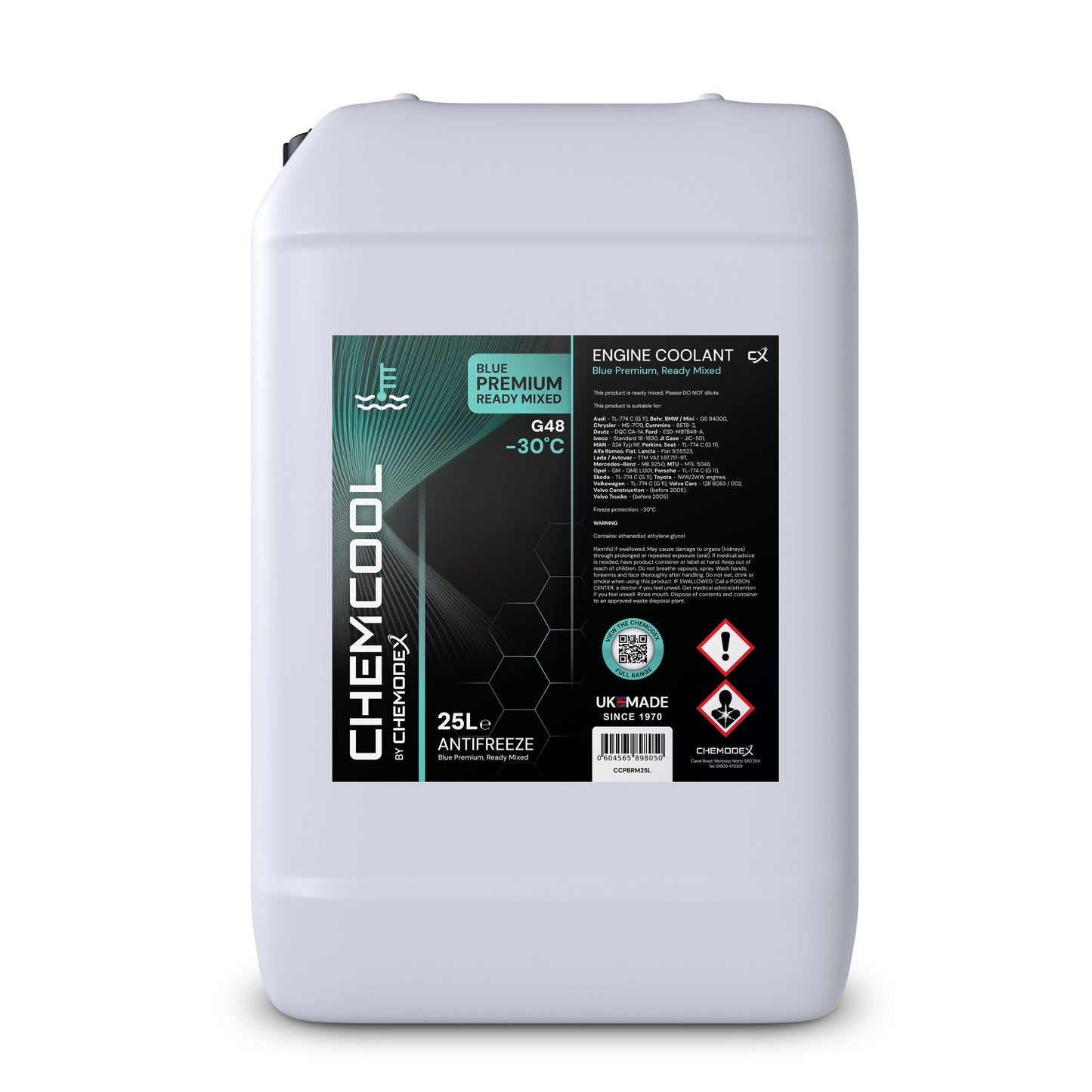 ChemCool Premium -30°C Ready To Use Blue, Mixed Antifreeze Coolant, 25 Litres