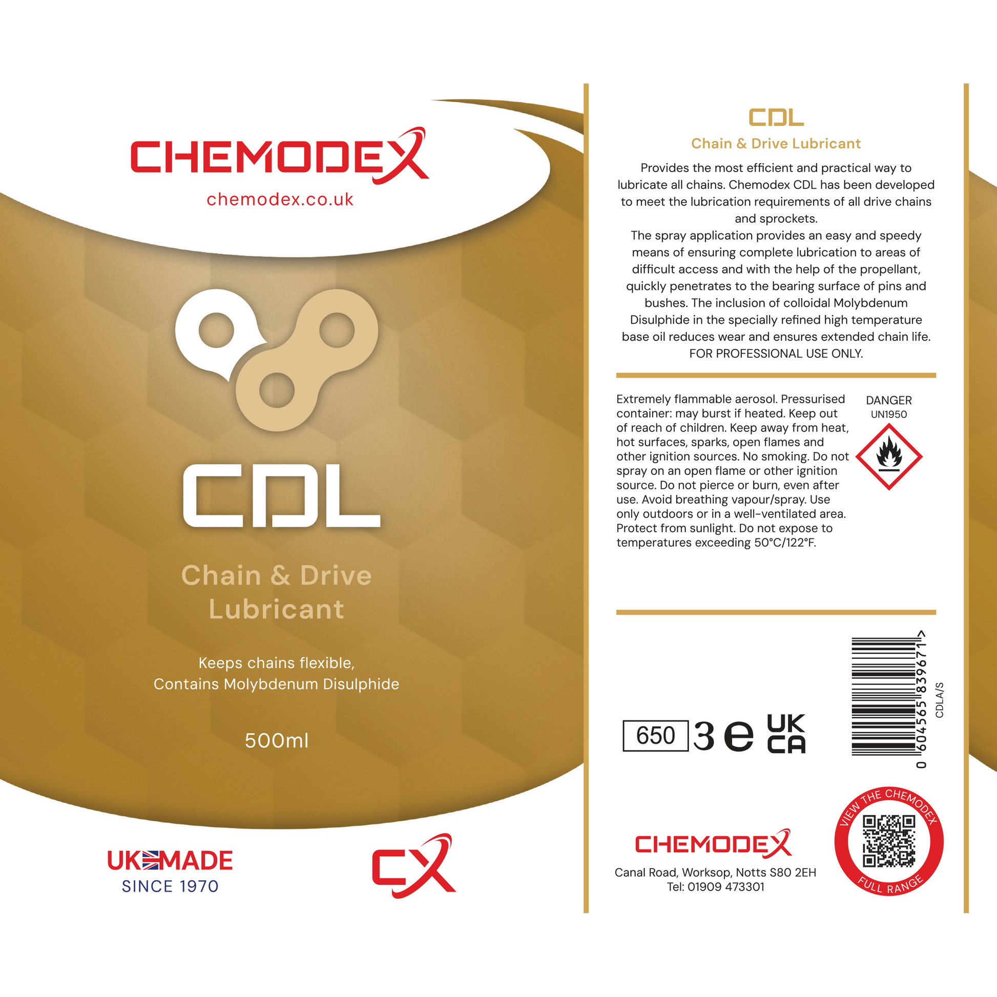 Chemodex CDL Professional Motorcycle/Fork Truck Chain And Drive Spray Lubricant