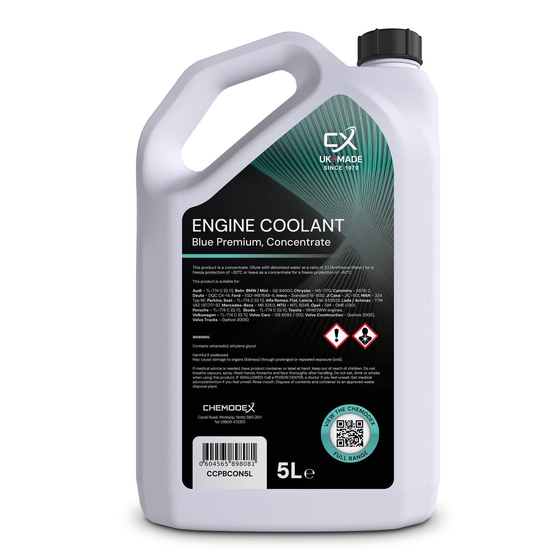 ChemCool Premium Concentrate -60°C Antifreeze Coolant In Blue 5 Litres