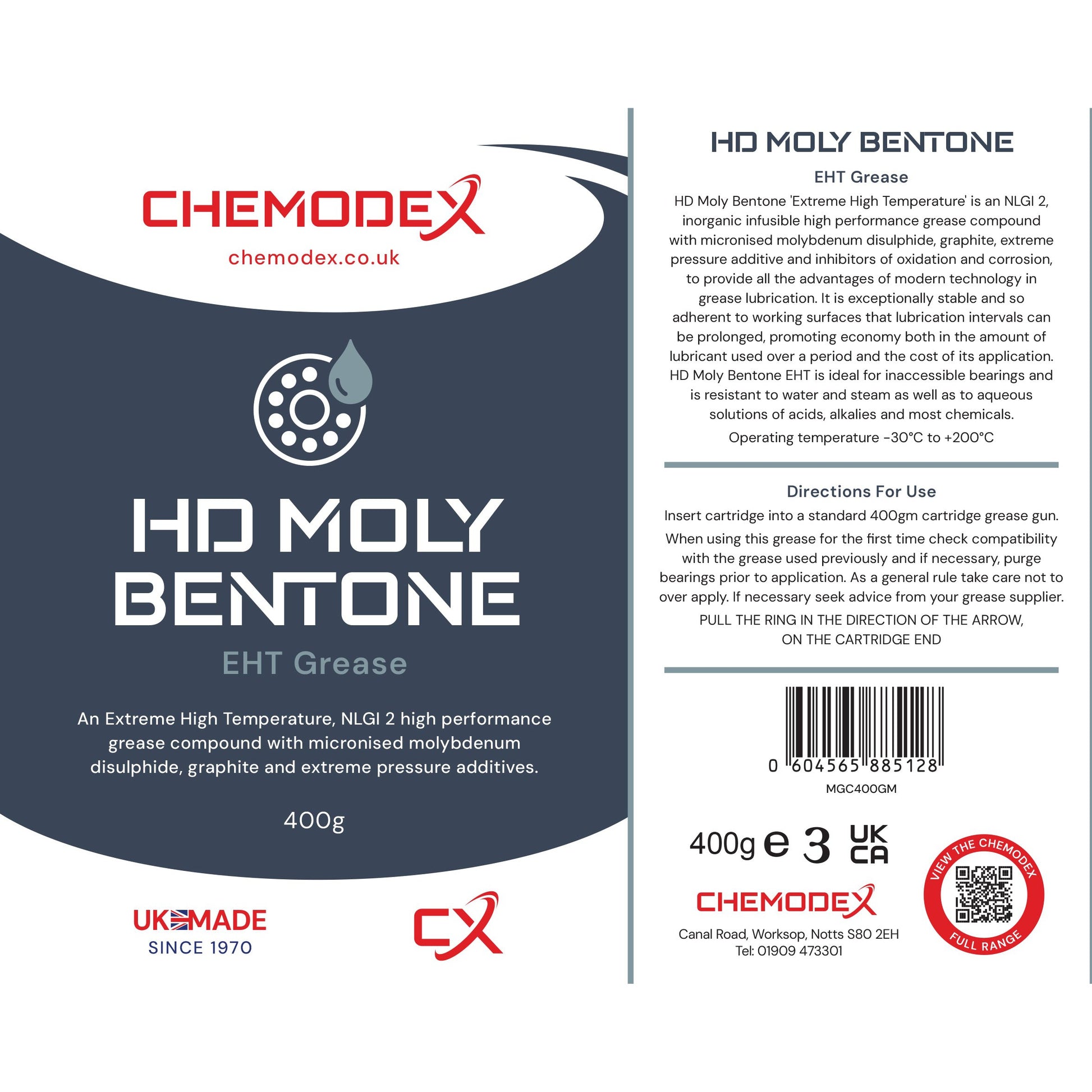 Chemodex HD Moly Bentone EHT Grease 400gm Cartridge