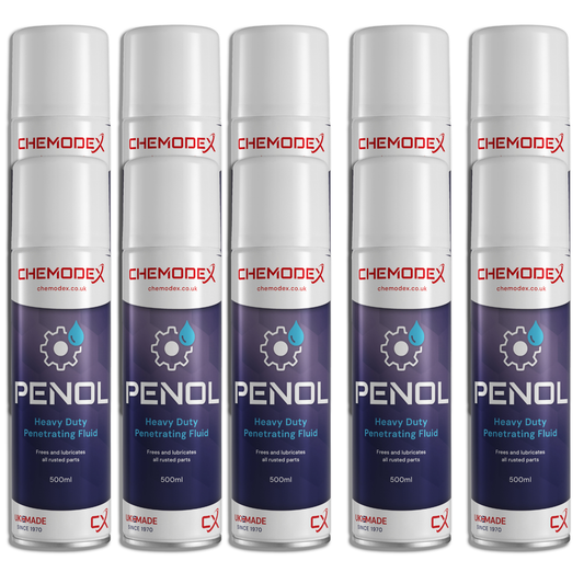 PENOL Heavy Duty Penetrating Fluid 500ml Aerosol Rust Release Lubricant (Pack Of 10)