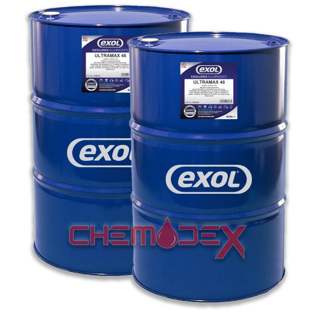 2 x EXOL ULTRAMAX 46 HYDRAULIC OIL - 205 LITRES BY EXOL LUBRICANTS PREMIUM FLUID