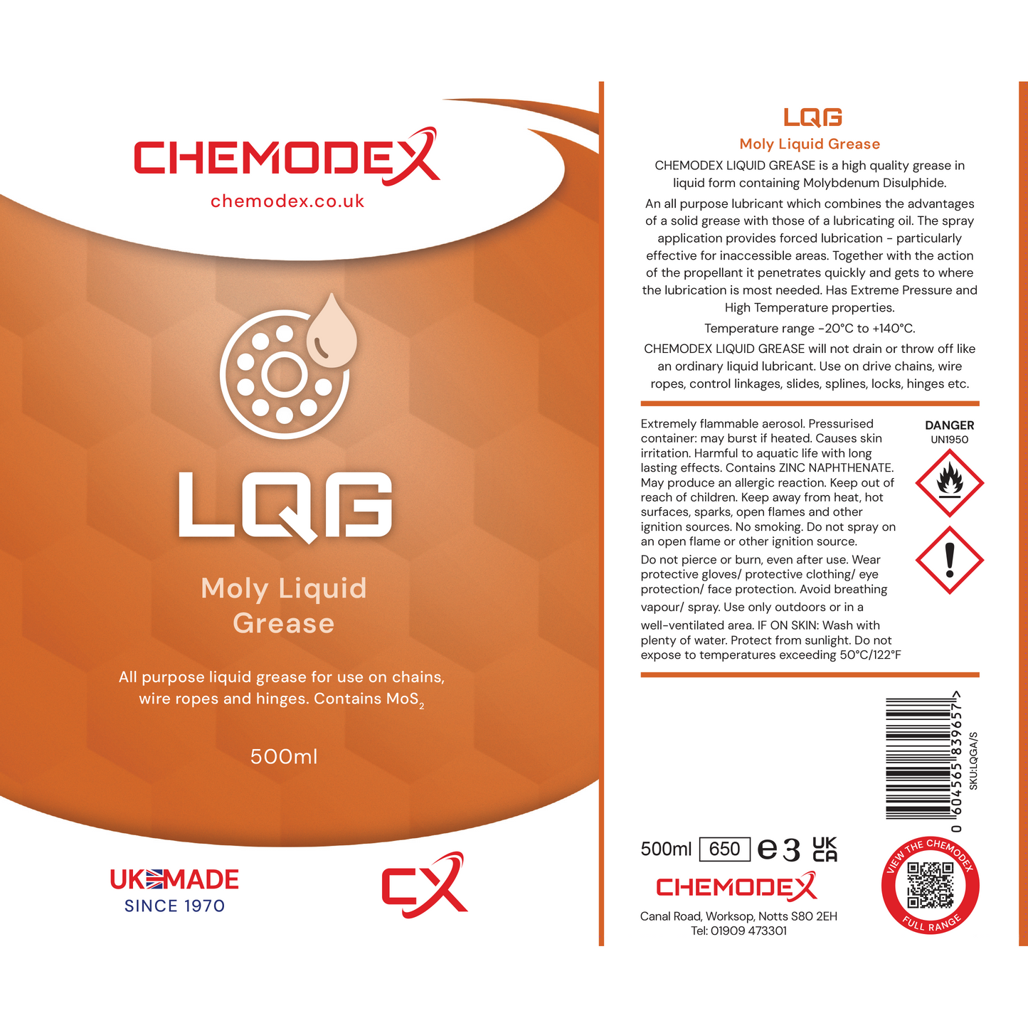 Chemodex LQG Moly Liquid Grease 500ml Aerosol