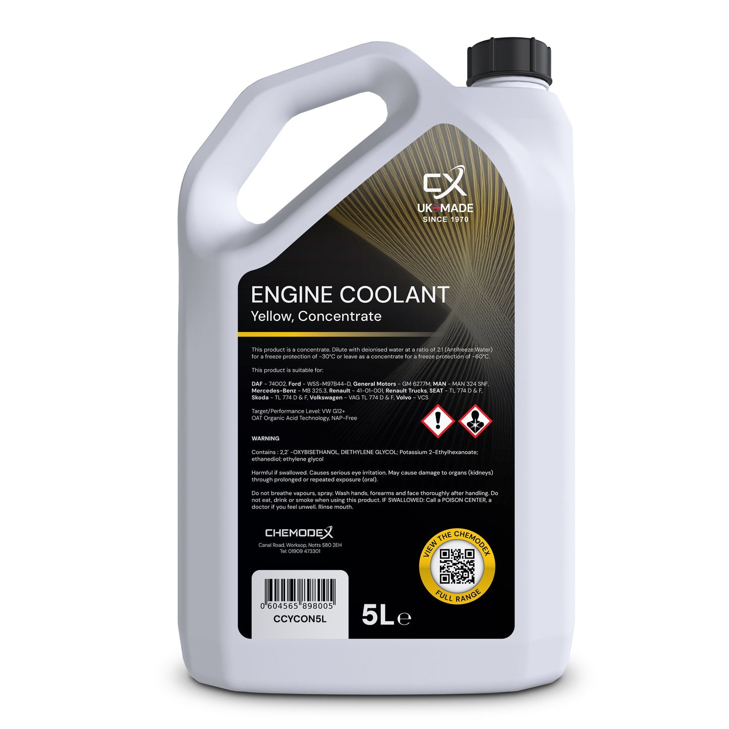 ChemCool Concentrate -60°C Antifreeze Coolant Long Life Yellow 5 Litres